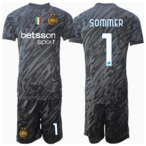 New Inter Milan Football Jerseys Yann Sommer #1 Goalkeeper Third Stadium Kit for Kids 2024-25