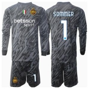New Inter Milan Football Jerseys Yann Sommer #1 Goalkeeper Third Stadium Kit for Kids 2024-25 Long Sleeve (+ pants)