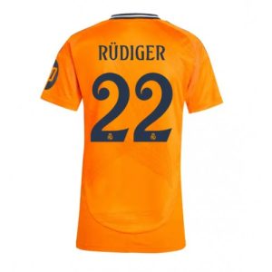 Real Madrid Antonio Rudiger #22 New Away Soccer Shirt for Women 2024-25 Short Sleeve