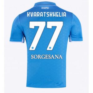 SSC Napoli Khvicha Kvaratskhelia #77 Cheap Men's Home Football Shirt 2024-25 Short Sleeve