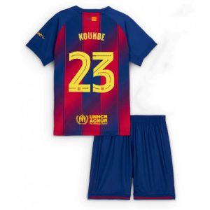 Barcelona Jules Kounde #23 Home Stadium Kit for Kids 2025-26 Best Soccer Jerseys