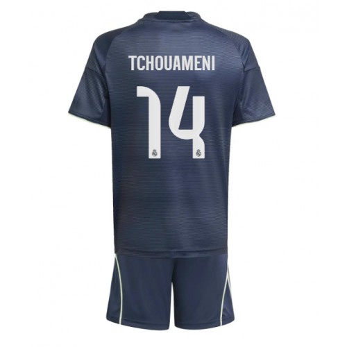 Real Madrid Aurelien Tchouameni #14 Cheap Away Stadium Kit for Kids 2025-26 UK Sale