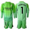 Real Madrid Thibaut Courtois #1 Goalkeeper Cheap Away Stadium Kit for Kids 2025-26 Long Sleeve (+ pants)