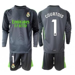 Real Madrid Thibaut Courtois #1 Goalkeeper Cheap Third Stadium Kit for Kids 2025-26 Long Sleeve (+ pants)