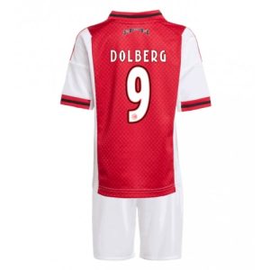 Ajax Kasper Dolberg #9 Cheap Home Stadium Kit for Kids 2025-26 UK Sale