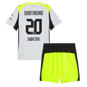 Borussia Dortmund BVB Marcel Sabitzer #20 Cheap Away Stadium Kit for Kids 2025-26 UK Sale