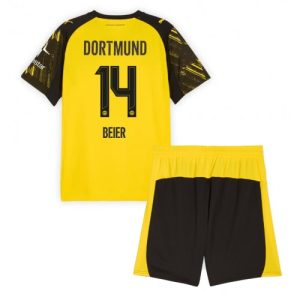Borussia Dortmund BVB Maximilian Beier #14 Cheap Home Stadium Kit for Kids 2025-26 UK Sale