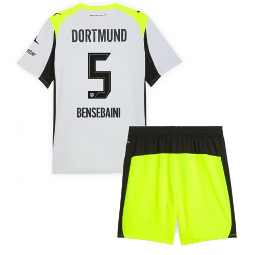 Borussia Dortmund BVB Ramy Bensebaini #5 Cheap Away Stadium Kit for Kids 2025-26 UK Sale