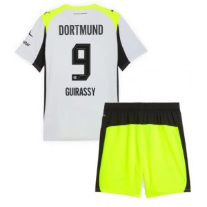 Borussia Dortmund BVB Serhou Guirassy #9 Cheap Away Stadium Kit for Kids 2025-26 UK Sale