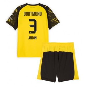 Borussia Dortmund BVB Waldemar Anton #3 Cheap Home Stadium Kit for Kids 2025-26 UK Sale