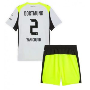 Borussia Dortmund BVB Yan Couto #2 Cheap Away Stadium Kit for Kids 2025-26 UK Sale