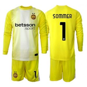 Inter Milan Yann Sommer #1 Goalkeeper Cheap Away Stadium Kit for Kids 2025-26 Long Sleeve (+ pants)