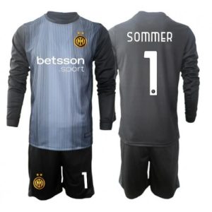 Inter Milan Yann Sommer #1 Goalkeeper Cheap Home Stadium Kit for Kids 2025-26 Long Sleeve (+ pants)