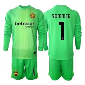 Inter Milan Yann Sommer #1 Goalkeeper Cheap Third Stadium Kit for Kids 2025-26 Long Sleeve (+ pants)