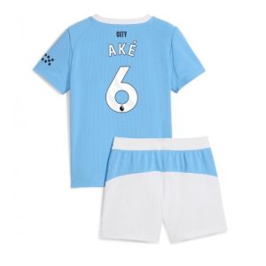 Manchester City Nathan Ake #6 Cheap Home Stadium Kit for Kids 2025-26 Jersey full set