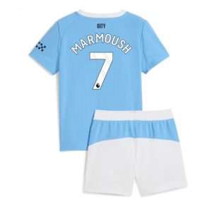 Manchester City Omar Marmoush #7 Cheap Home Stadium Kit for Kids 2025-26 Jersey full set