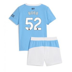 Manchester City Oscar Bobb #52 Cheap Home Stadium Kit for Kids 2025-26 Jersey full set