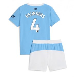 Manchester City Tijjani Reijnders #4 Cheap Home Stadium Kit for Kids 2025-26 Jersey full set