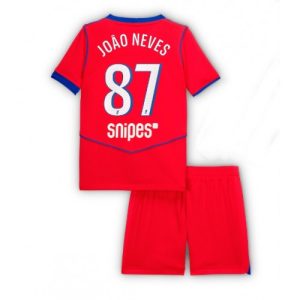 Paris Saint-Germain Joao Neves #87 PSG Third Stadium Kit for Kids 2025-26 On Sale