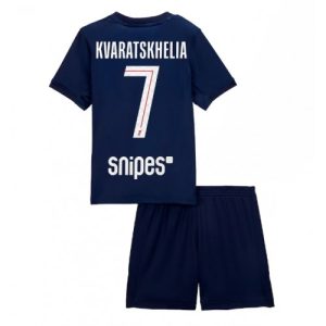 Paris Saint-Germain Khvicha Kvaratskhelia #7 PSG Home Stadium Kit for Kids 2025-26 On Sale