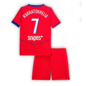 Paris Saint-Germain Khvicha Kvaratskhelia #7 PSG Third Stadium Kit for Kids 2025-26 On Sale