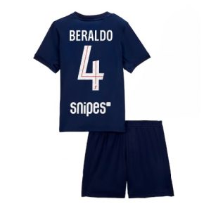 Paris Saint-Germain Lucas Beraldo #4 PSG Home Stadium Kit for Kids 2025-26 On Sale