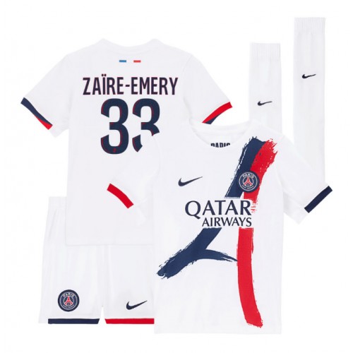 Paris Saint-Germain Warren Zaire-Emery #33 PSG Away Stadium Kit for Kids 2025-26 On Sale