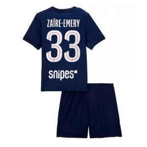 Paris Saint-Germain Warren Zaire-Emery #33 PSG Home Stadium Kit for Kids 2025-26 On Sale