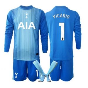 Tottenham Hotspur Guglielmo Vicario #1 Goalkeeper Cheap Away Stadium Kit for Kids 2025-26 Long Sleeve (+ pants)
