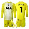 Tottenham Hotspur Guglielmo Vicario #1 Goalkeeper Cheap Third Stadium Kit for Kids 2025-26 Long Sleeve (+ pants)