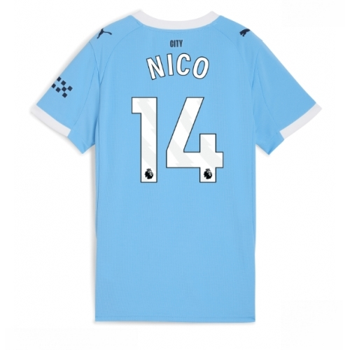 Manchester City Nico Gonzalez #14 Cheap Home Stadium Shirt for Women 2025-26 UK Sale