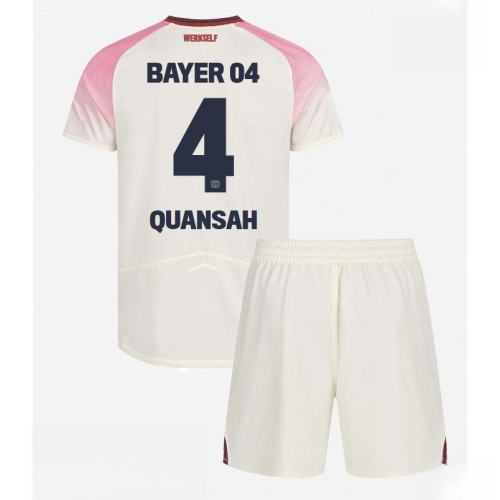 Bayer Leverkusen Jarell Quansah #4 Cheap Away Stadium Football kit kids 2025-26 Sale (+ pants)