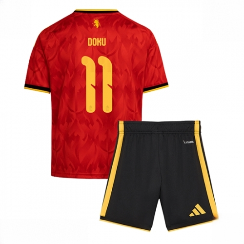 Belgium Jeremy Doku #11 Cheap Home Stadium Kit for Kids World Cup 2026 Set