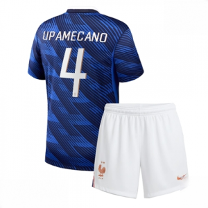 France Dayot Upamecano #4 Cheap Home Stadium Kit for Kids World Cup 2026 Soccer Jerseys