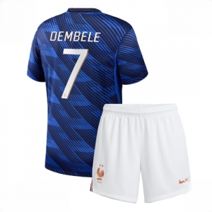 France Ousmane Dembele #7 Cheap Home Stadium Kit for Kids World Cup 2026 Soccer Jerseys