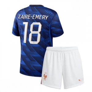 France Warren Zaire-Emery #18 Cheap Home Stadium Kit for Kids World Cup 2026 Soccer Jerseys