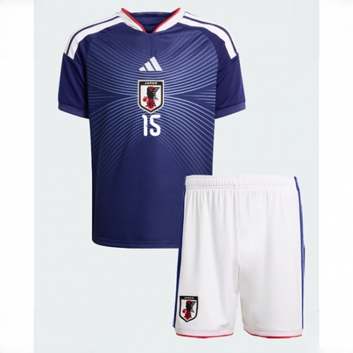 Japan Daichi Kamada #15 Cheap Home Stadium Kit for Kids World Cup 2026 Jerseys Set - Image 2