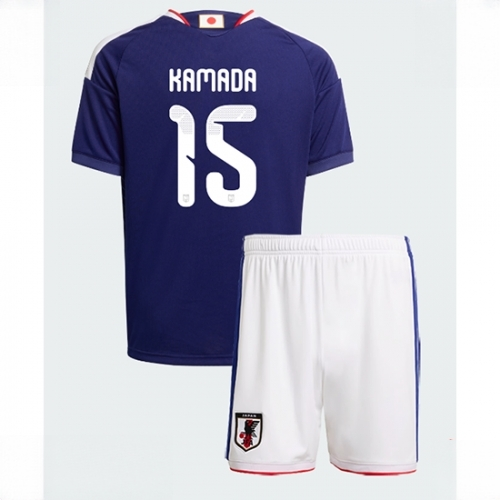 Japan Daichi Kamada #15 Cheap Home Stadium Kit for Kids World Cup 2026 Jerseys Set