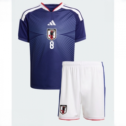 Japan Takumi Minamino #8 Cheap Home Stadium Kit for Kids World Cup 2026 Jerseys Set - Image 2