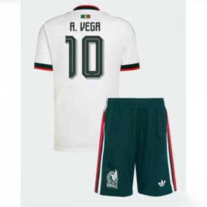 Mexico Alexis Vega #10 Cheap Away Stadium Kit for Kids World Cup 2026 Sale (+ pants)