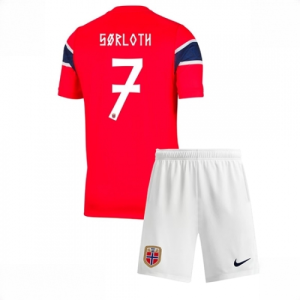 Norway Alexander Sorloth #7 Cheap Home Stadium Kit for Kids World Cup 2026 Short Sleeve Top & Shorts