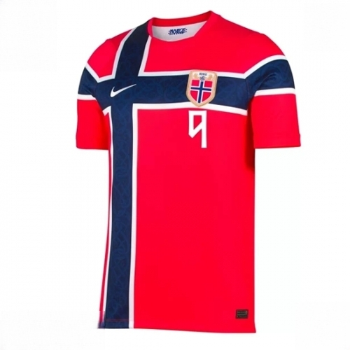 Buy Men's Norway World Cup 2026 kits Erling Haaland #9 Home Stadium Shirt Short Sleeve