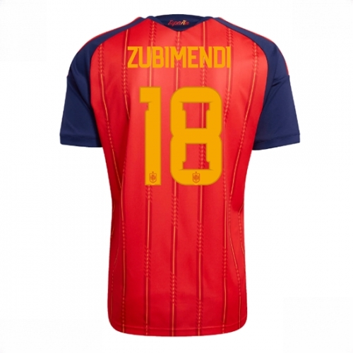 Spain World Cup 2026 Home Stadium Shirt Martin Zubimendi #18 Men Short Sleeve
