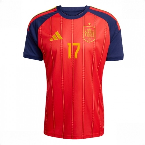 Buy Men's Spain World Cup 2026 Jerseys Nico Williams #17 Home Stadium Shirt Short Sleeve