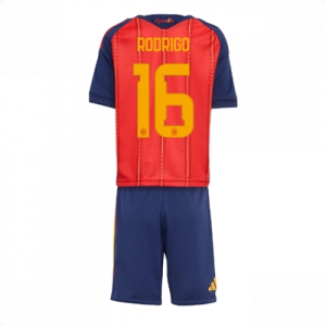 Spain Rodri Hernandez #16 Cheap Home Stadium Kit for Kids World Cup 2026 Soccer Jerseys
