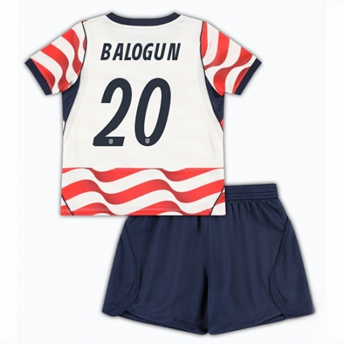 United States Folarin Balogun #20 Cheap Home Stadium Kit for Kids World Cup 2026 Sale (+ pants)