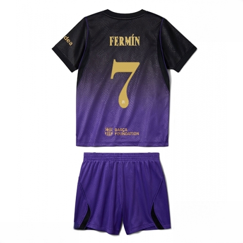 Buy Barcelona Fermin Lopez #7 Cheap Away Stadium Kit for Kids 2026-27 Jersey Set with Shorts For Sale Barcelona Fermin Lopez #7 Cheap Away Stadium Kit for Kids 2026-27 Jersey Set with Shorts