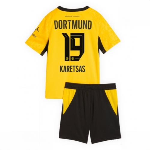 Buy Borussia Dortmund Konstantinos Karetsas #19 Cheap Home Stadium Kit Football Jersey Kids Sets 2026-27 For Sale Borussia Dortmund Konstantinos Karetsas #19 Cheap Home Stadium Kit Football Jersey Kids Sets 2026-27