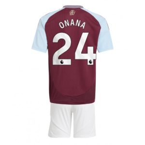 Cheap Aston Villa Football Jerseys Amadou Onana #24 Home Stadium Kit for Kids 2024-25