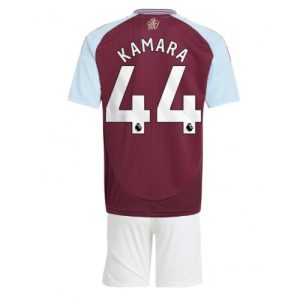 Cheap Aston Villa Football Jerseys Boubacar Kamara #44 Home Stadium Kit for Kids 2024-25